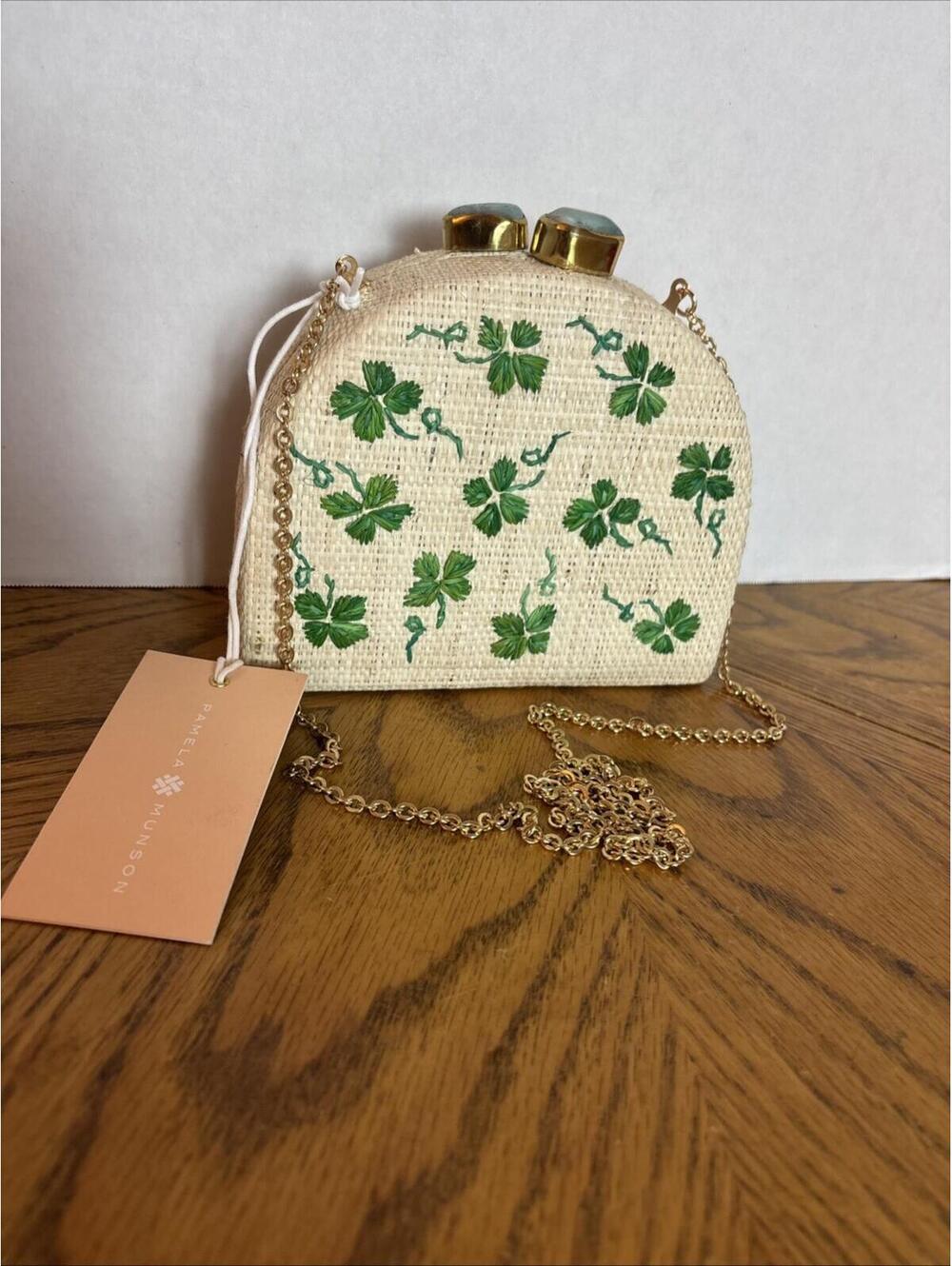 Pamela Munson Lucky Charm Rattan Clutch, $308 Retail, NWT, #B1